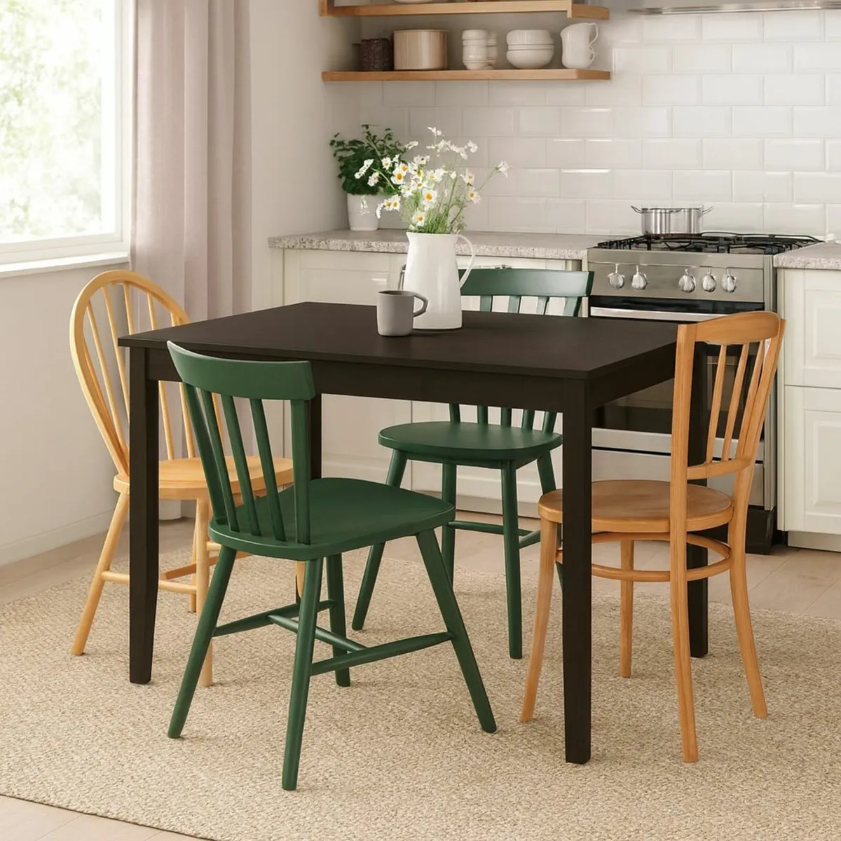 Kitchen table  dinner solid wood black was €220 - Image 3