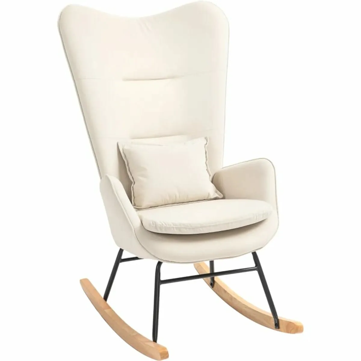 Rocking chair, soft velvet-look cover, with lumbar - Image 2