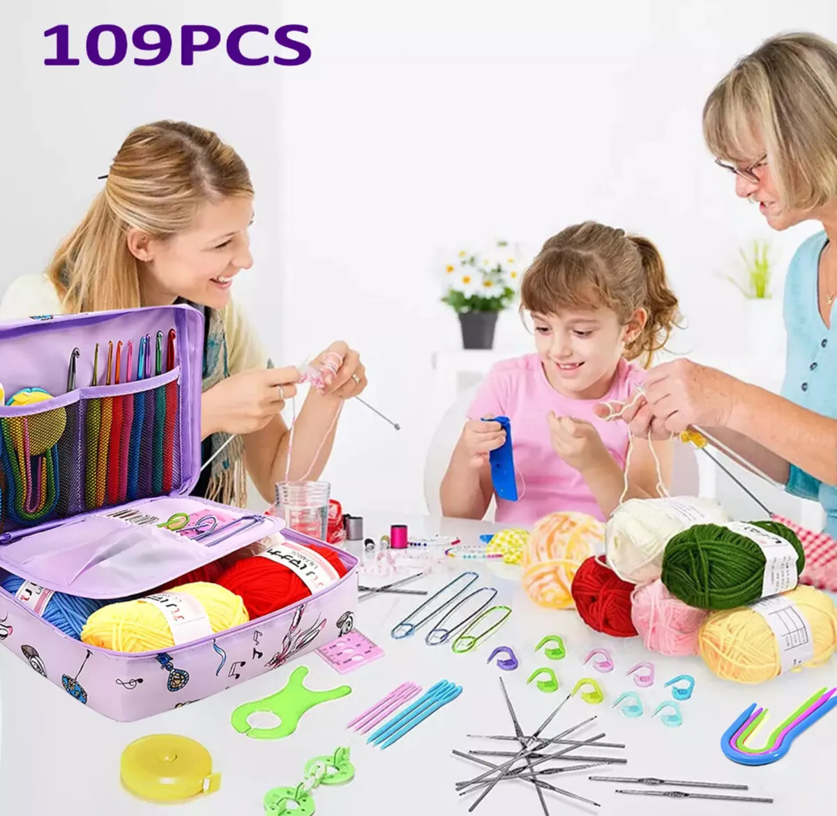Beginner’s Crochet Kit Ergonomic Set • 109PCS NEW - Image 1