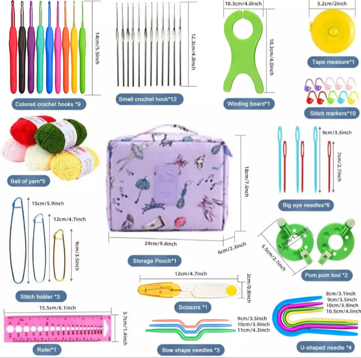 Beginner’s Crochet Kit Ergonomic Set • 109PCS NEW - Image 3