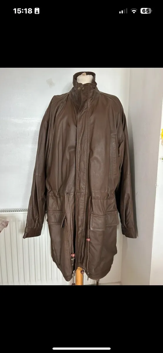 Brown Leather Coat XL - Image 1
