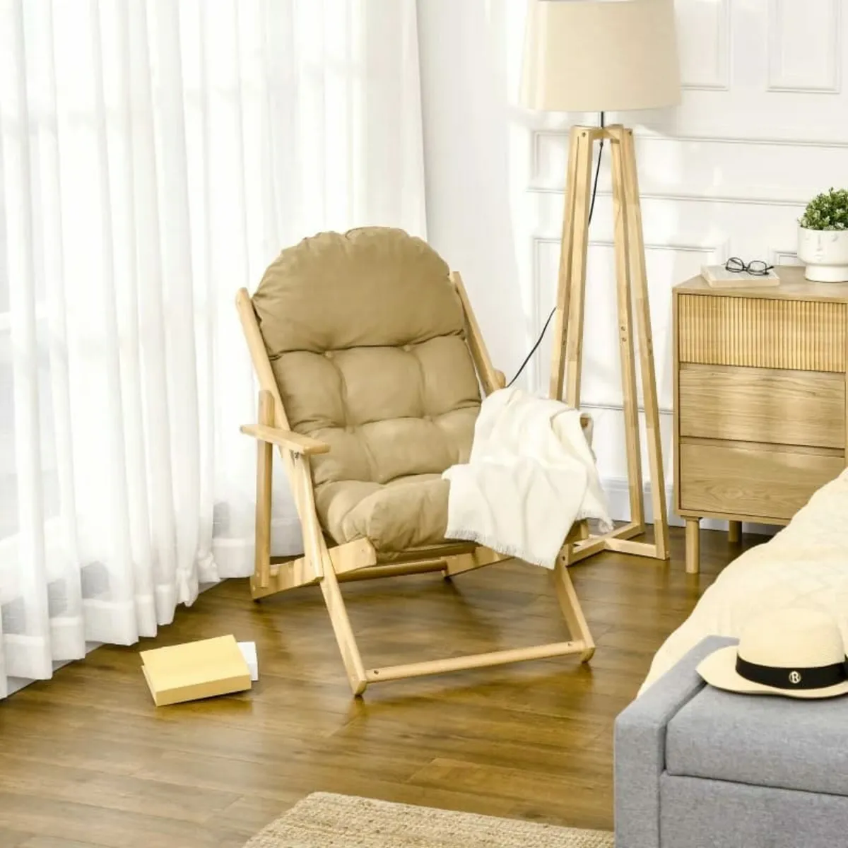 Accent chair, Recliner, Adjustable backrest, Beech - Image 3