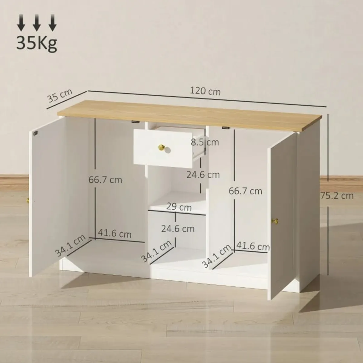 Kitchen Dresser, Sideboard with Drawer, Cabinets, - Image 4