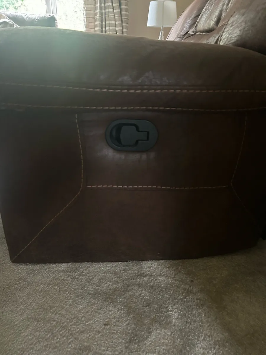 2-piecefaux leather reclining chocolate brown sofa - Image 3