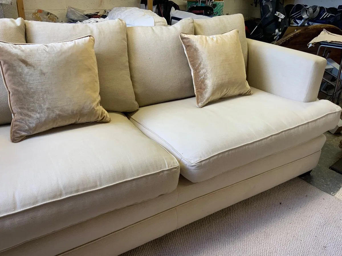7 Foot beige sofa - Image 1