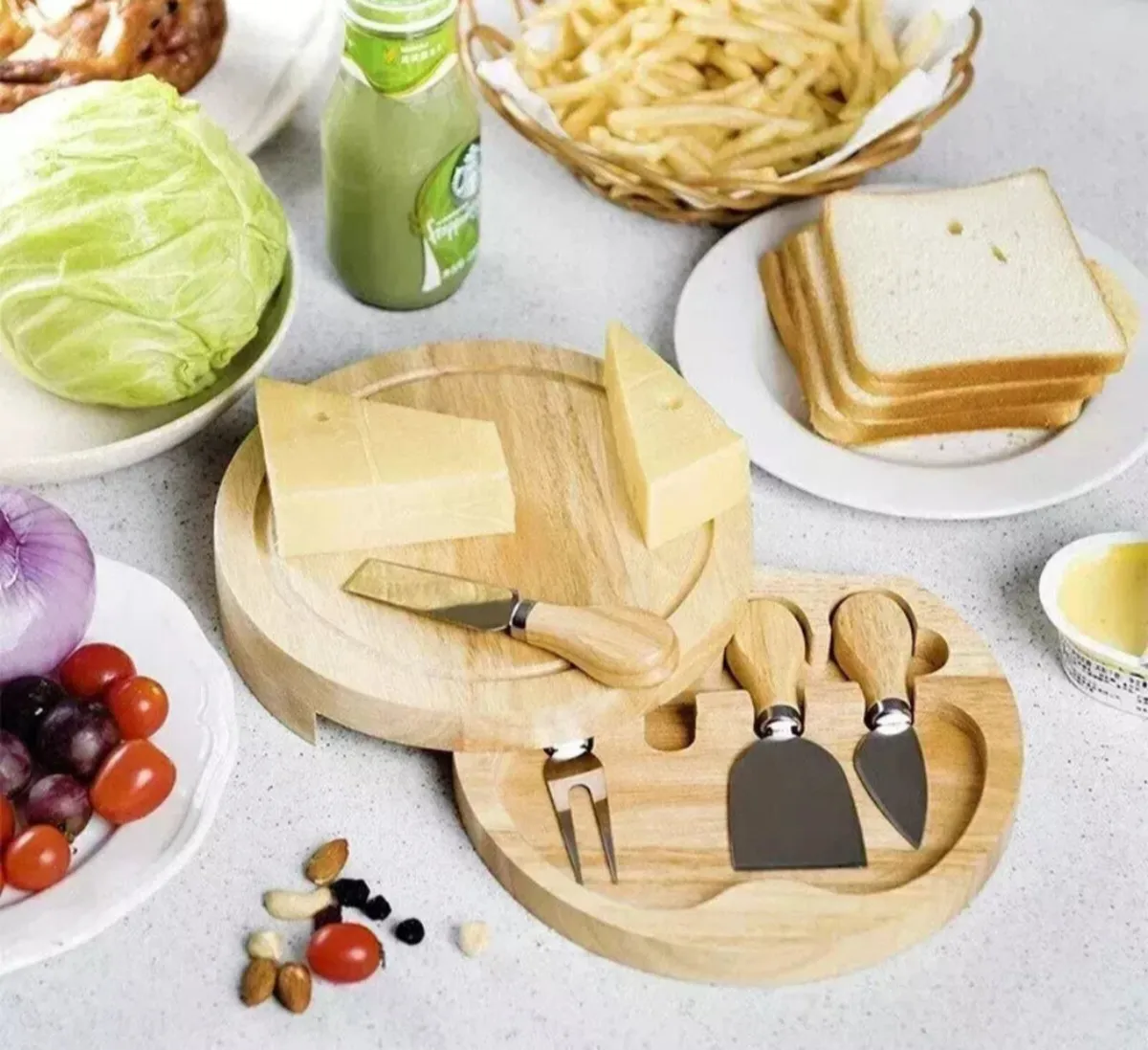 Cheese Board Full Set Serving Platter Tray 4 knive - Image 3