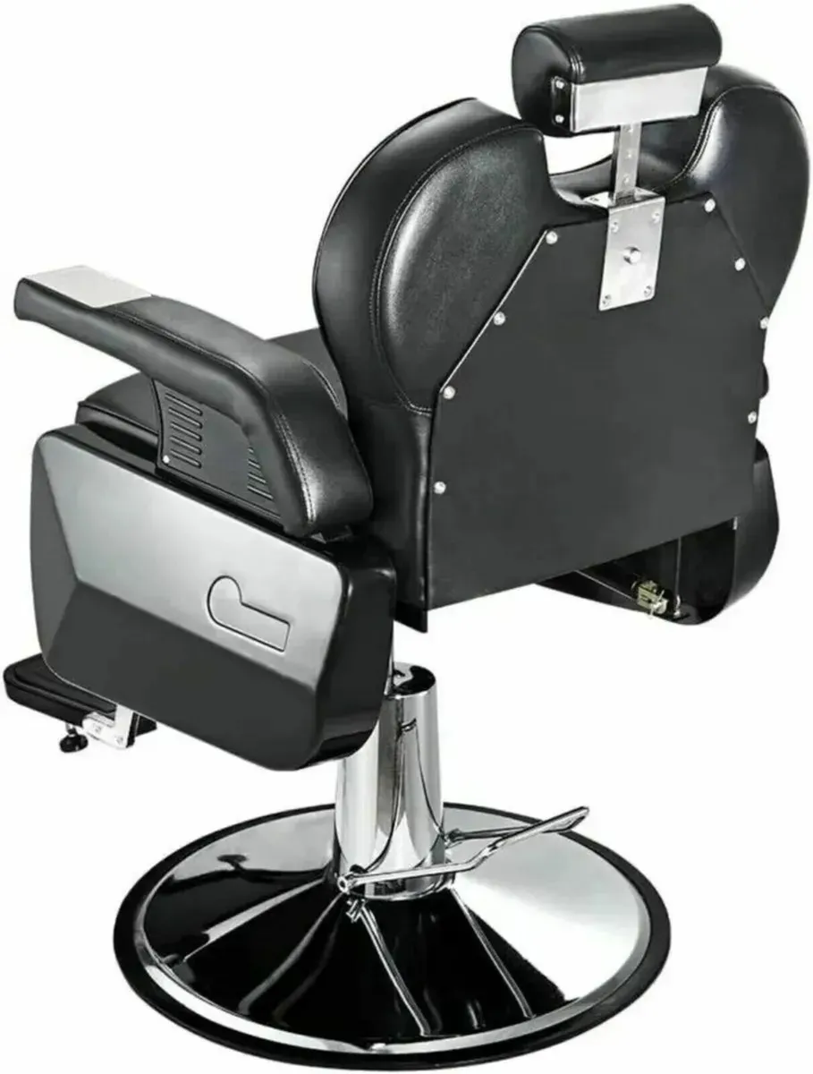 Black Barber Chair Adjustable Reclining Salon Seat - Image 3