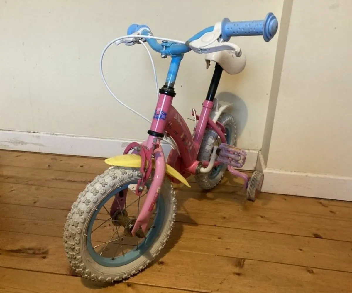 Girls Pink Kids Bike with Stabilisers - Image 1