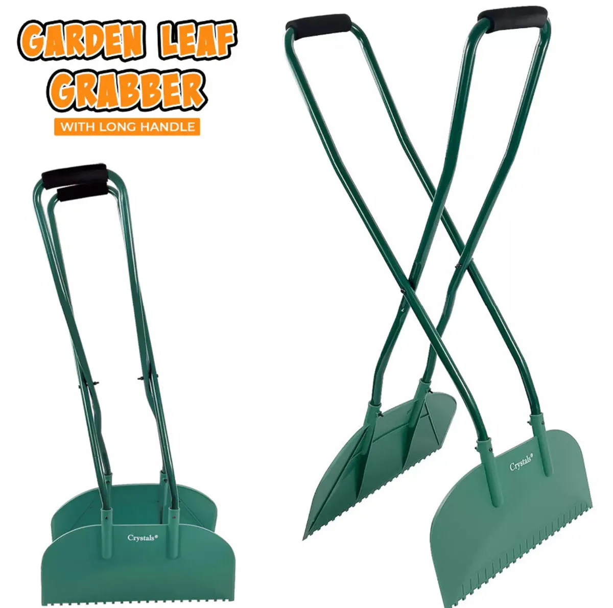 Long Handled Leaf Rake Grabs Garden Leaves Grabber - Image 1
