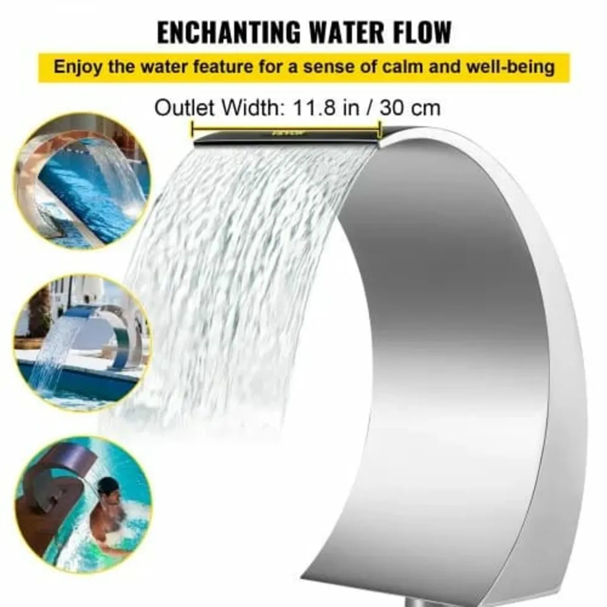 Swimming Pool Waterfall Spillway 151x11.5x8 cm Sta - Image 3