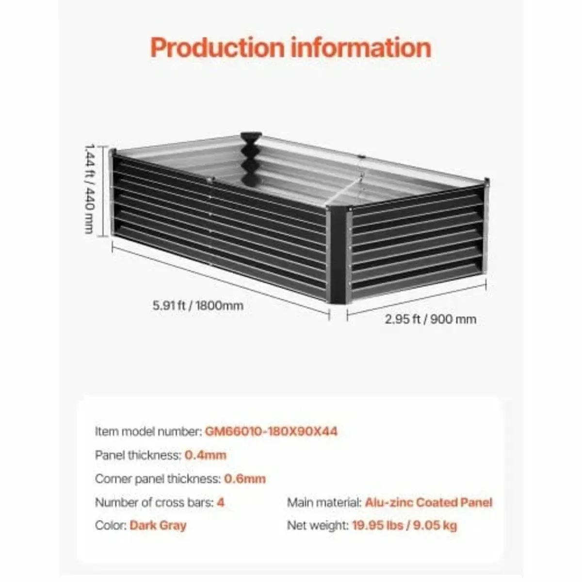 Metal Raised Garden Bed, 6 x 3 x 1.5 ft Outdoor Ga - Image 2