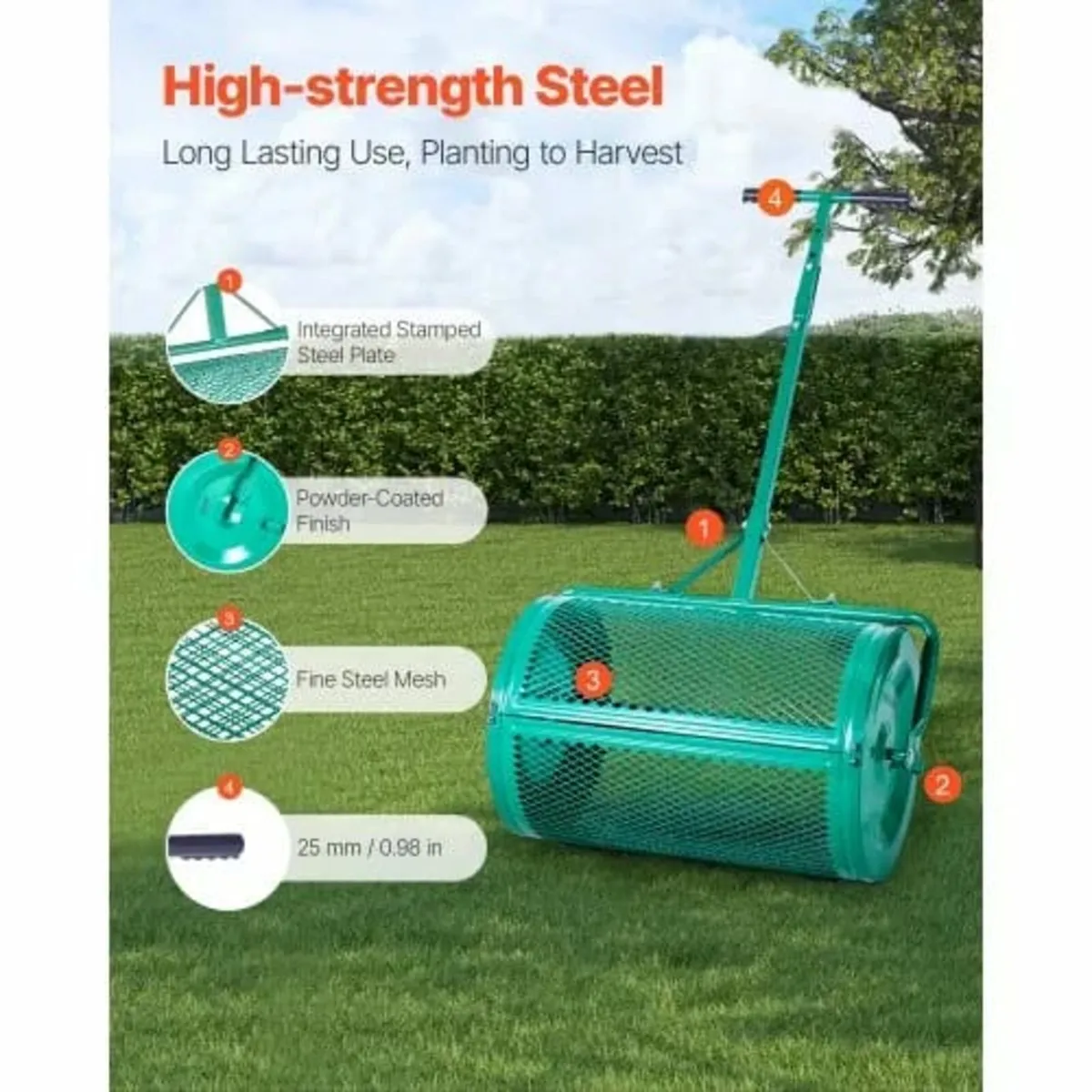 Compost Spreader, 24 in Wide Peat Moss Spreader wi - Image 2