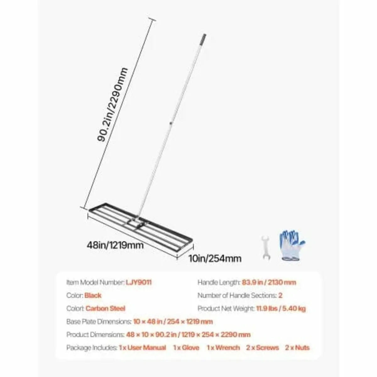Lawn Leveling Rake, Lawn Leveler with 83.9 in Hand - Image 4