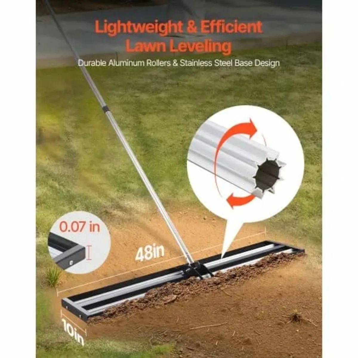 Lawn Leveler with 83.9 in Adjustable Handle, 48x10 - Image 4