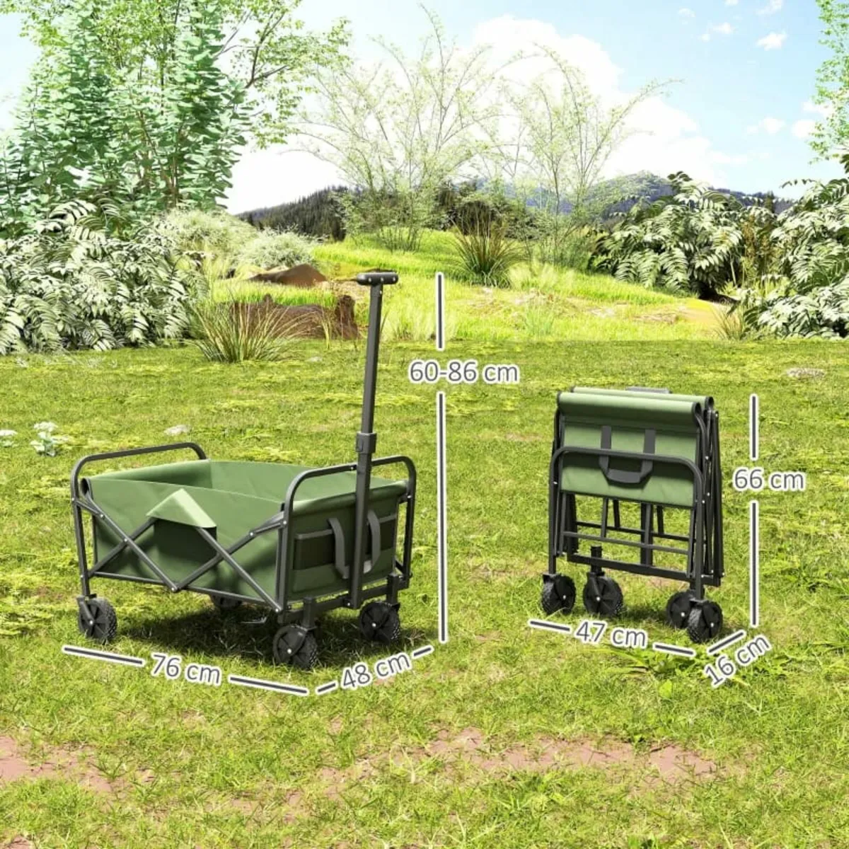 62L Festival Trolley on Wheels, Garden Folding Tro - Image 3