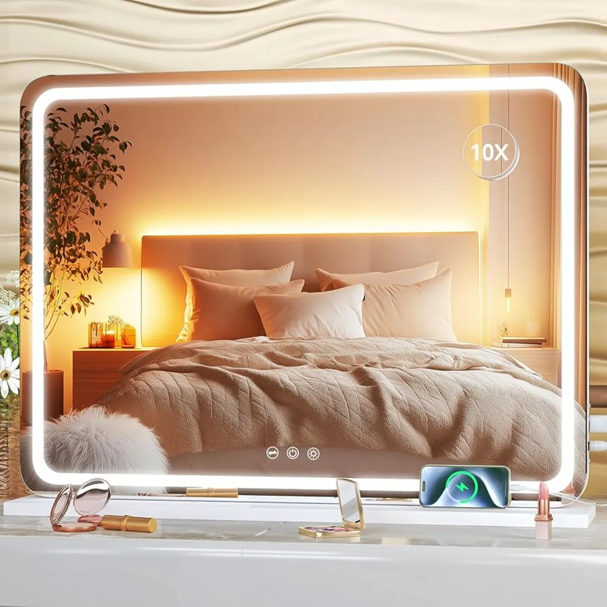 Vanity Mirror with Lights, 58 x 48cm LED Makeup Mi - Image 1