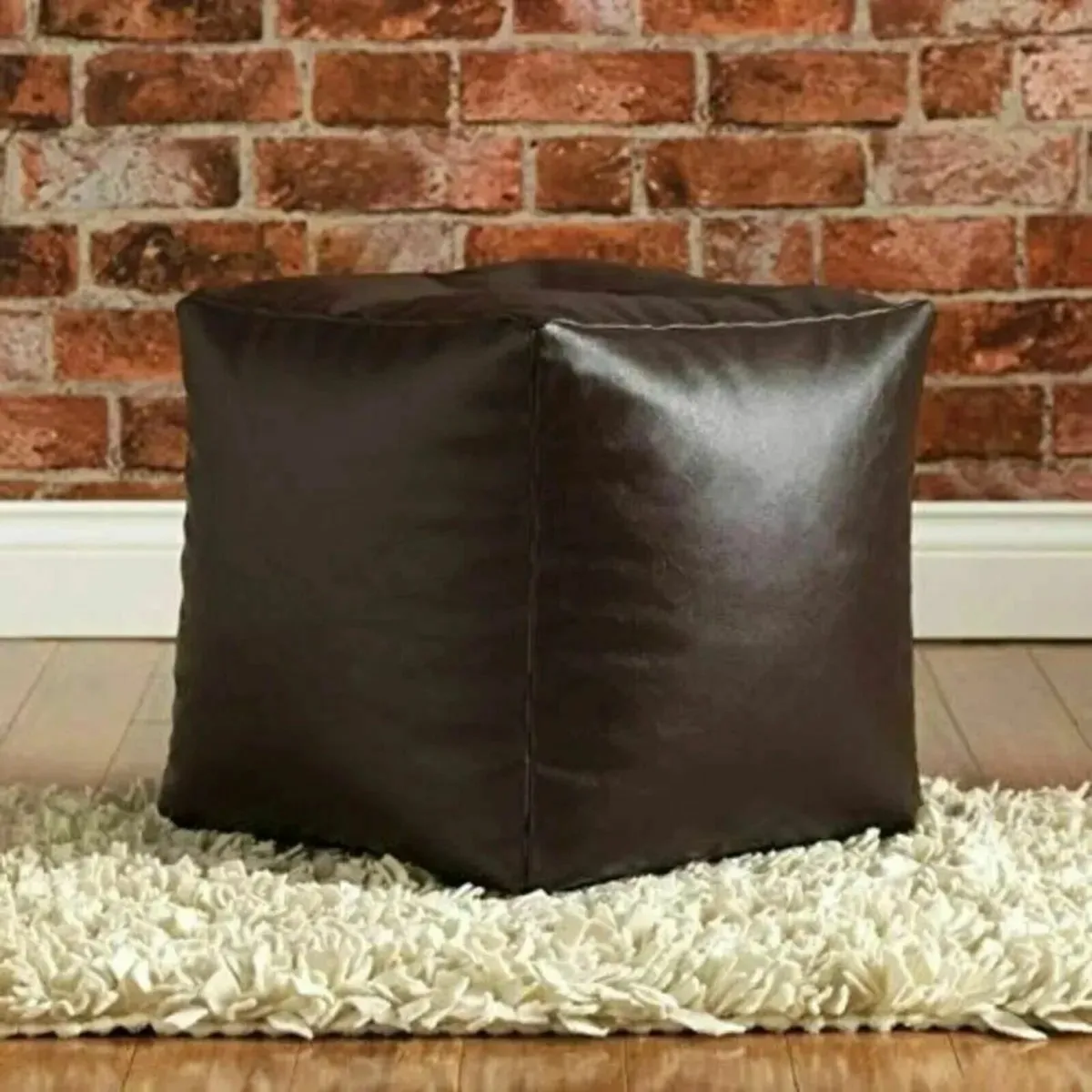 Bean Bag Cover Unfilled Medium Brown Pouffe - Image 1