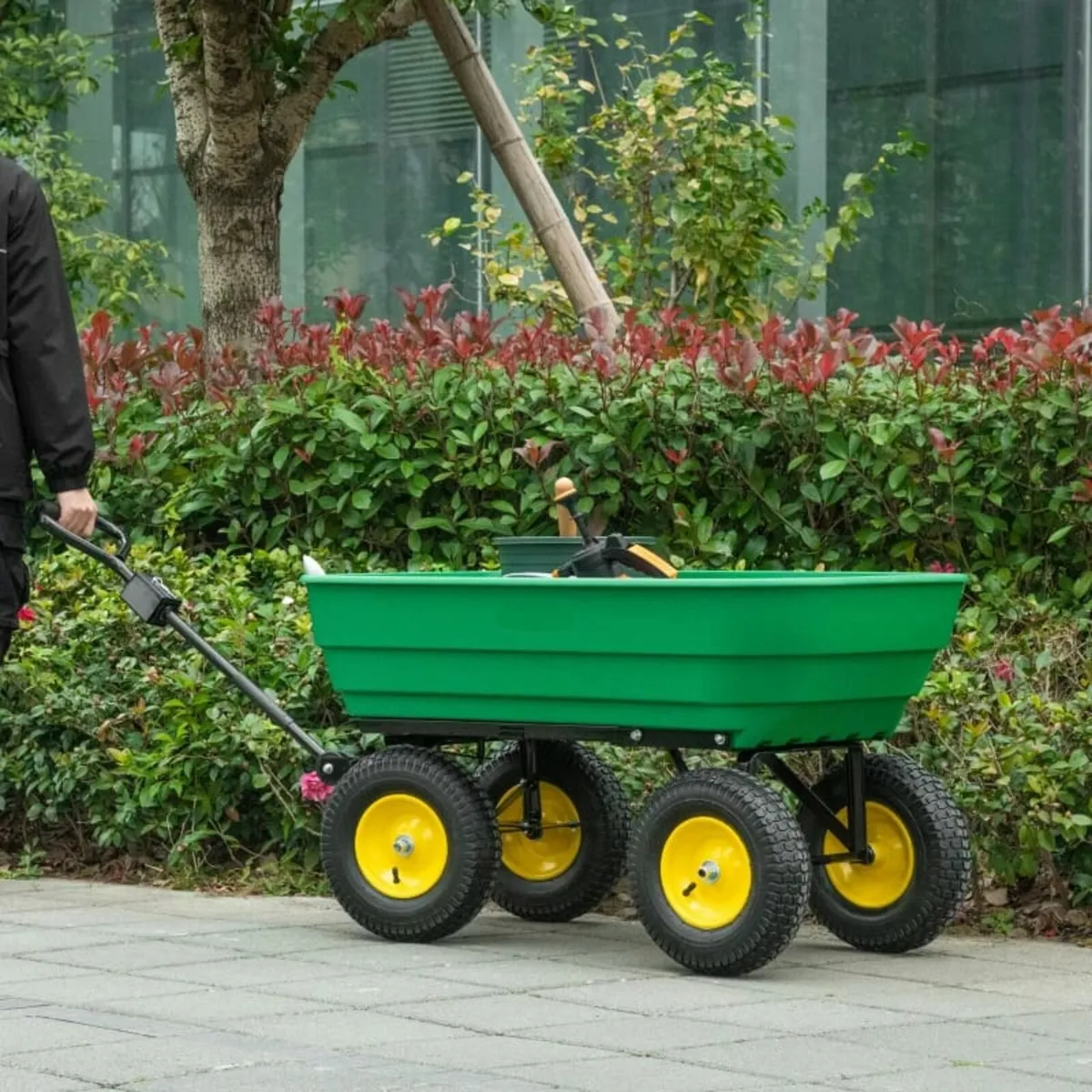 125 Litre Large Garden Cart Heavy Duty 4 Wheel Tro - Image 3