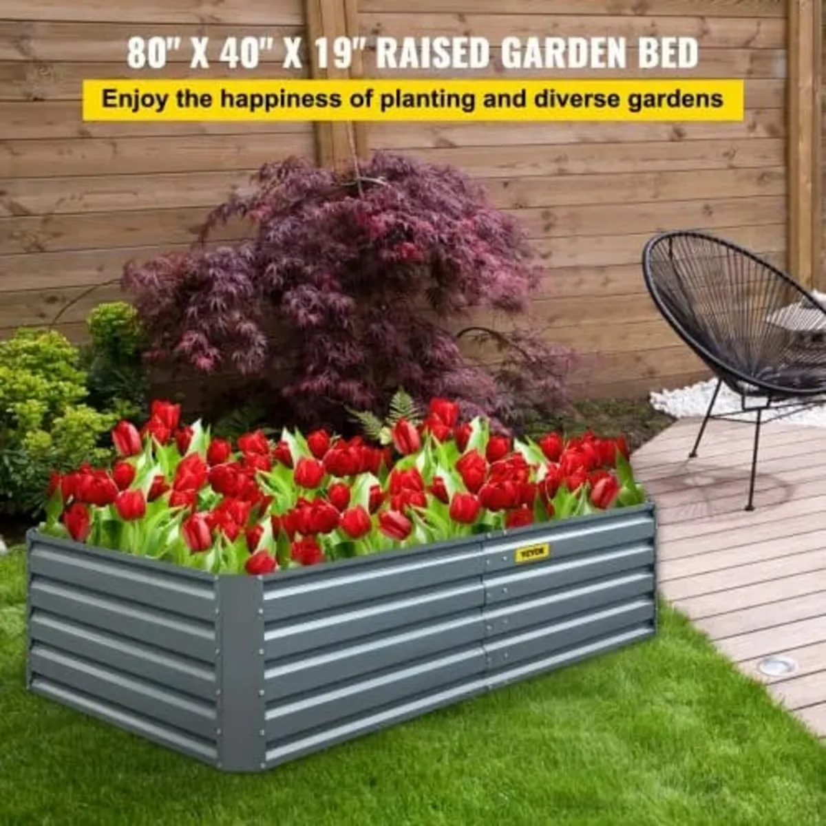 Galvanized Raised Garden Bed, 80" x 40" x 19" M - Image 4