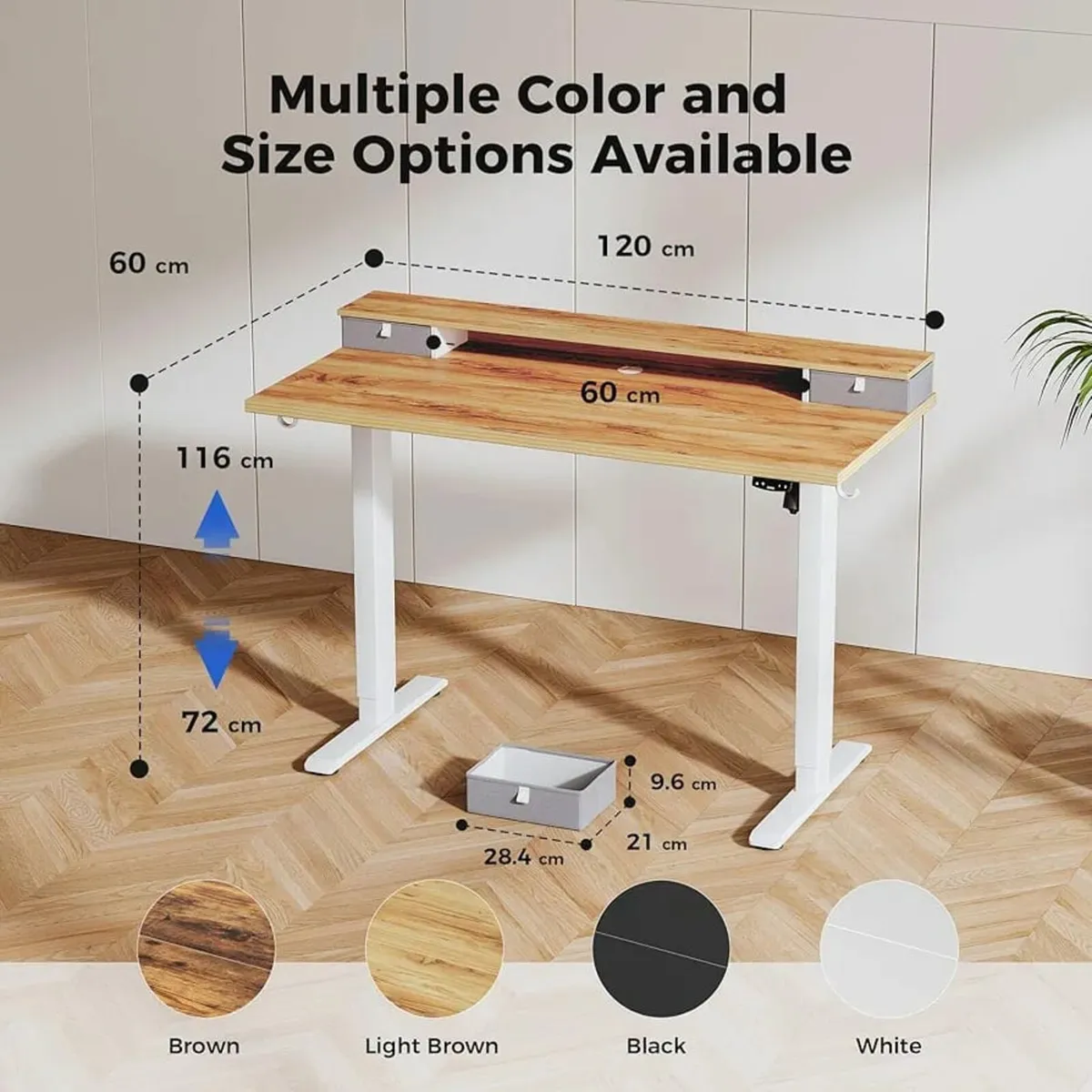 Electric Adjustable Height Desk with 2 Drawers, 12 - Image 4
