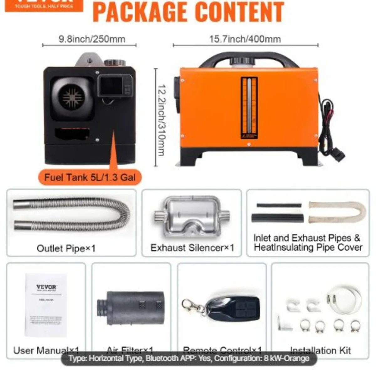 Diesel Air Heater All-in-one 12V 8KW Bluetooth App - Image 2