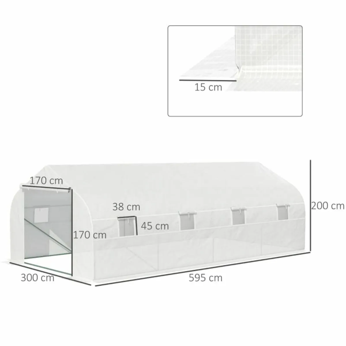 6 x 3 x 2m Walk in Polytunnel Greenhouse with Wind - Image 4