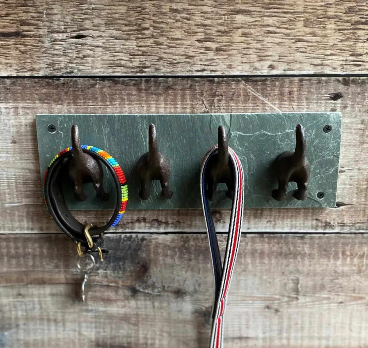 Dog Tail Wall Hooks Cast Iron & Slate - Image 1