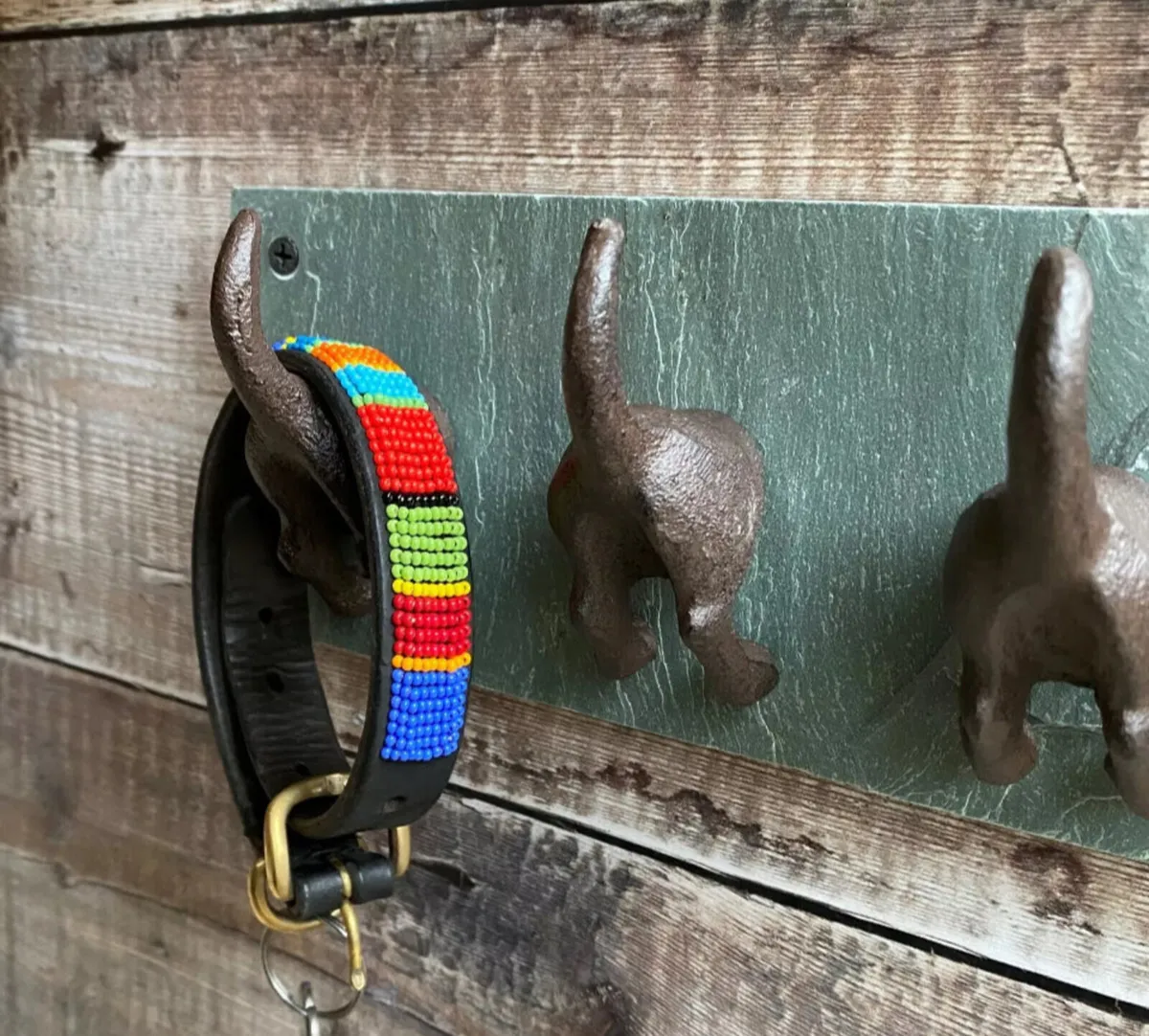Dog Tail Wall Hooks Cast Iron & Slate - Image 2