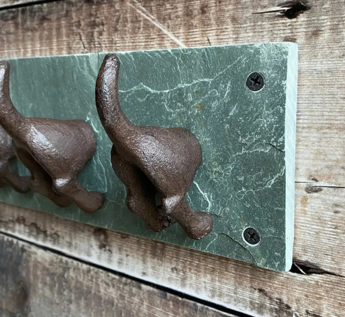 Dog Tail Wall Hooks Cast Iron & Slate - Image 4