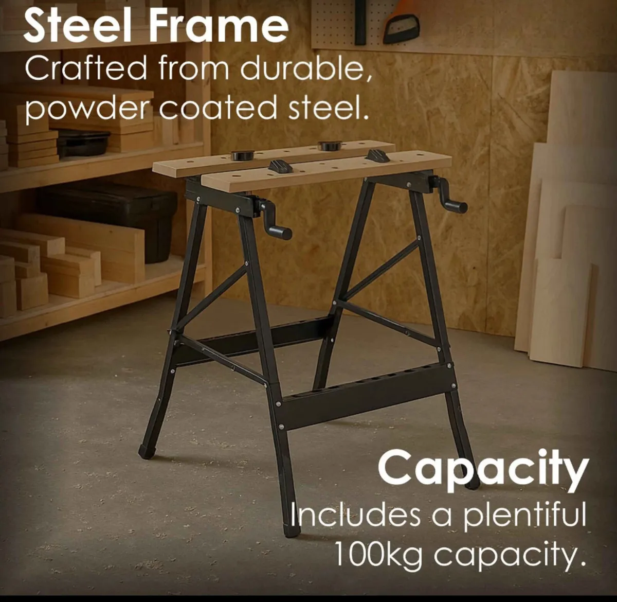 Foldable Trestle Work Bench Workbench 100kg NEW - Image 3