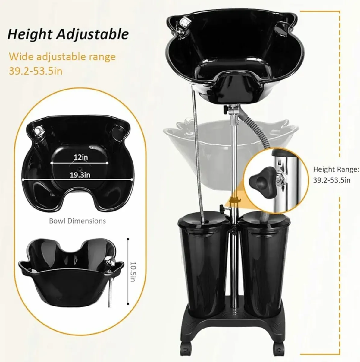 Portable Salon Basin Shampoo Bowl Sink with Electr - Image 4