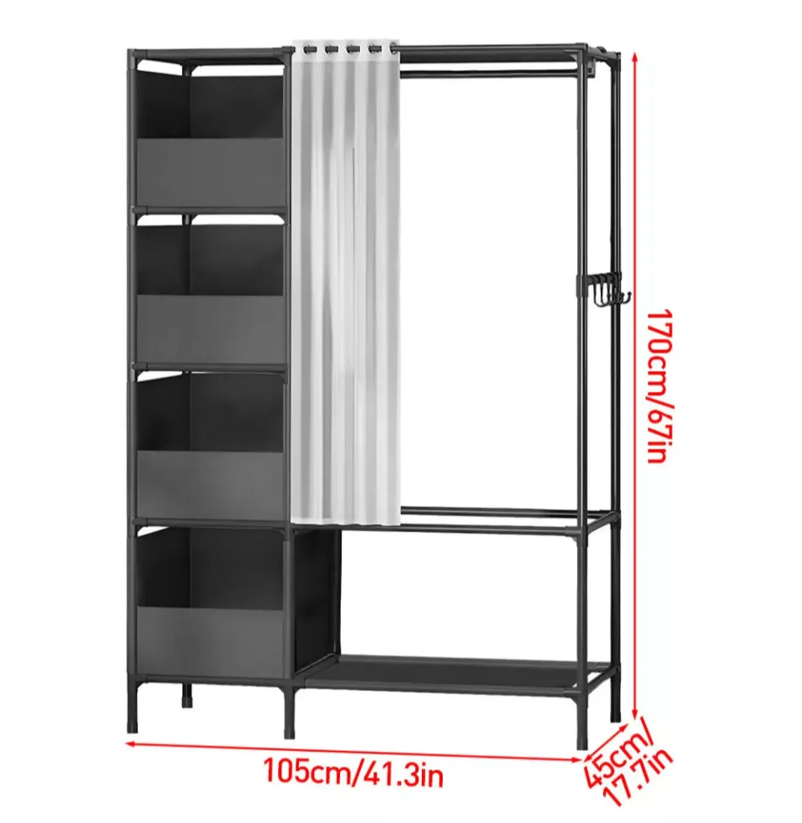 Metal Clothes Rail with Storage Shelves NEW - Image 2