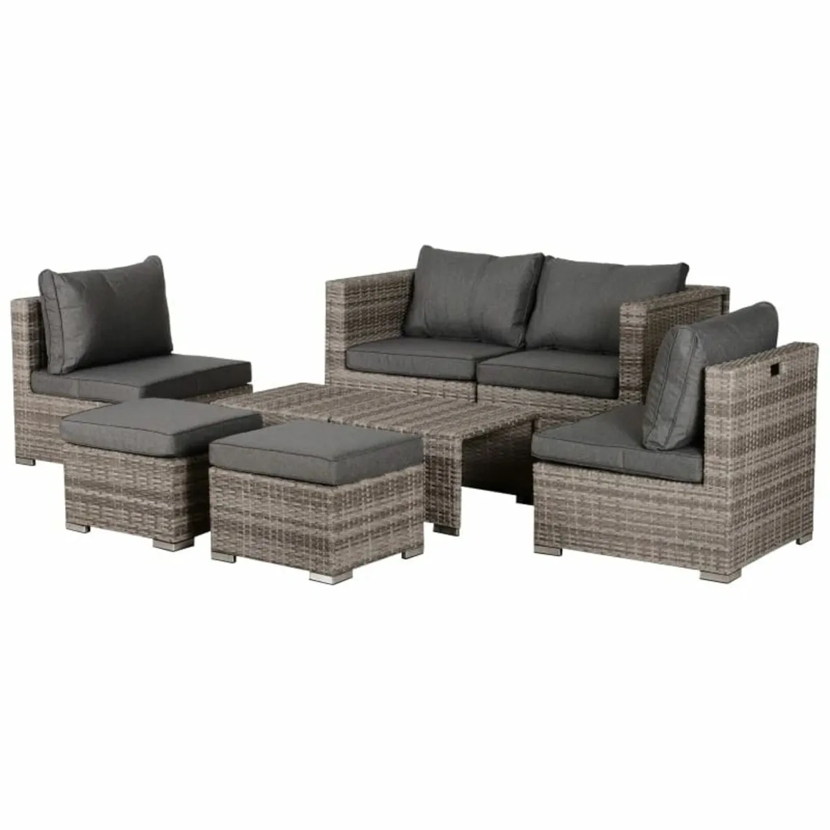 8 Pieces PE Rattan Sofa Set with Cushions, Garden - Image 1