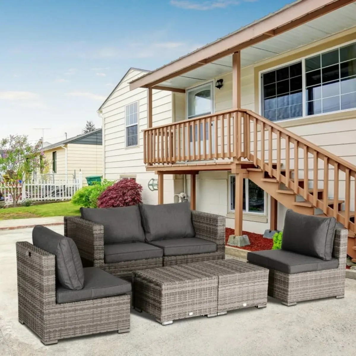 8 Pieces PE Rattan Sofa Set with Cushions, Garden - Image 2