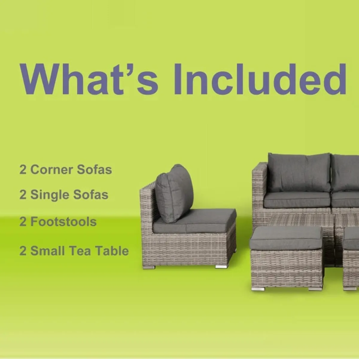 8 Pieces PE Rattan Sofa Set with Cushions, Garden - Image 4