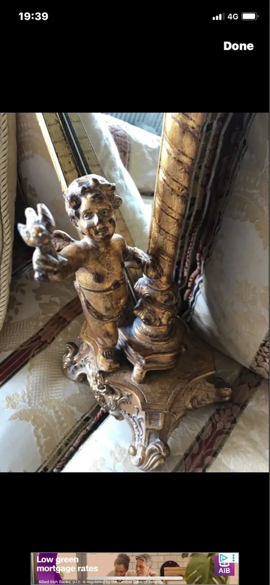 Antique Harp Shaped Tabletop Mirror - Image 4