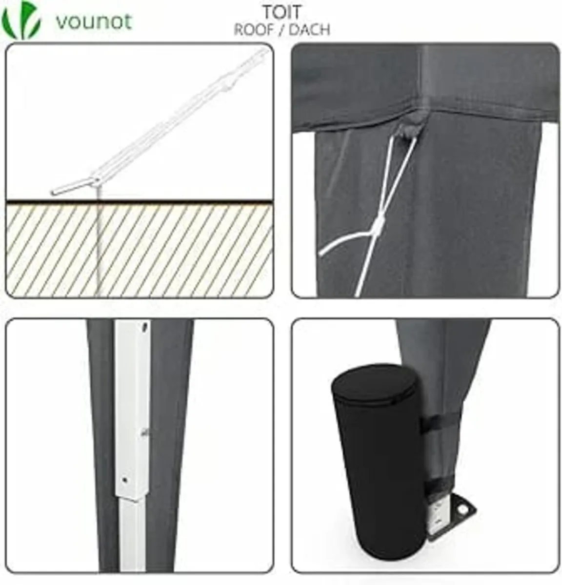 3m x 3m Pop Up Gazebo with Sides & 4 Weight Bags & - Image 2