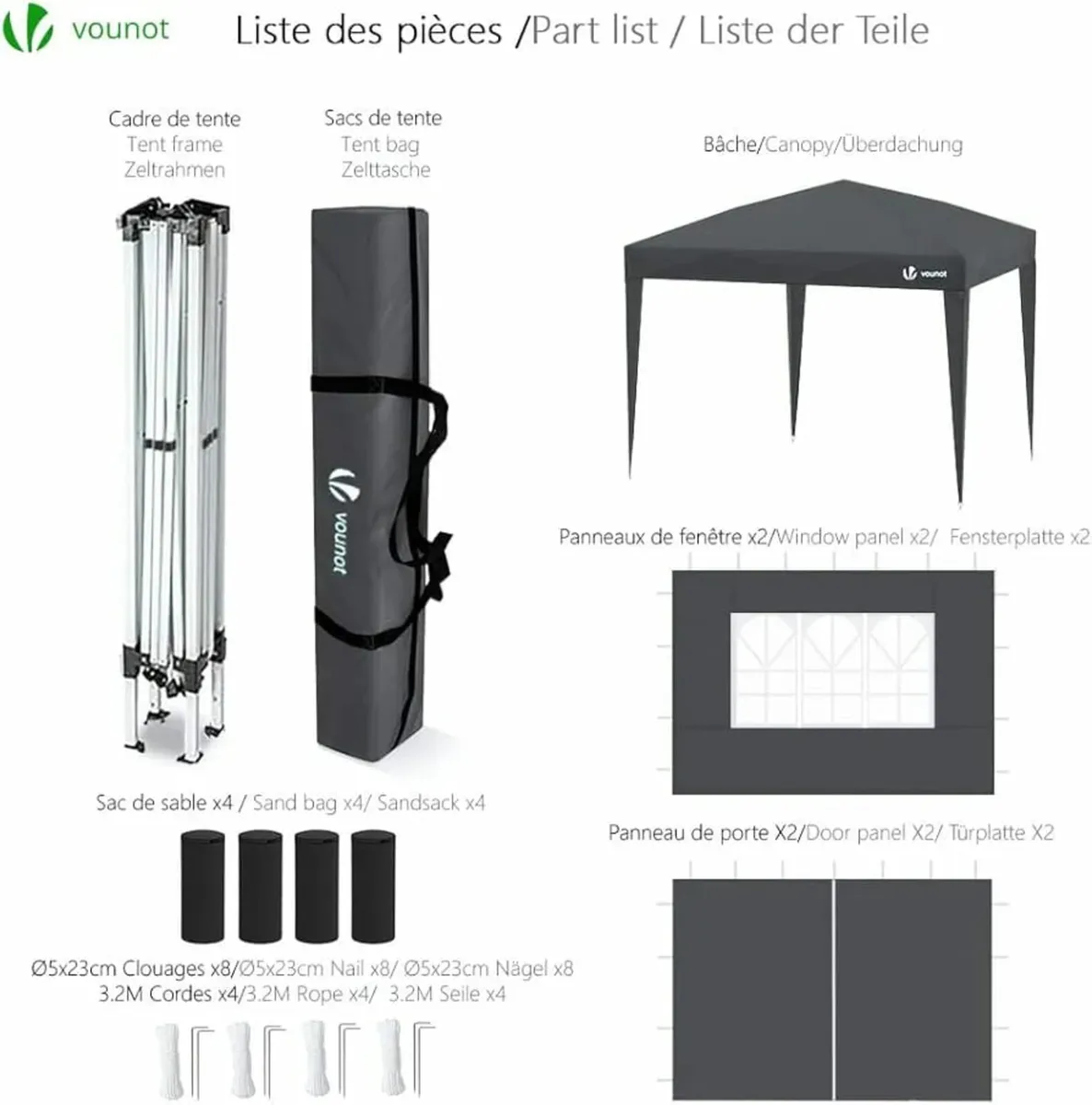 3m x 3m Pop Up Gazebo with Sides & 4 Weight Bags & - Image 3