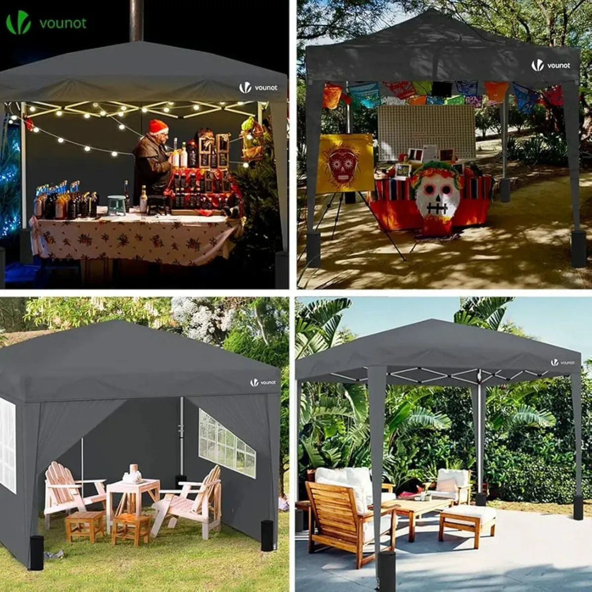 3m x 3m Pop Up Gazebo with Sides & 4 Weight Bags & - Image 4