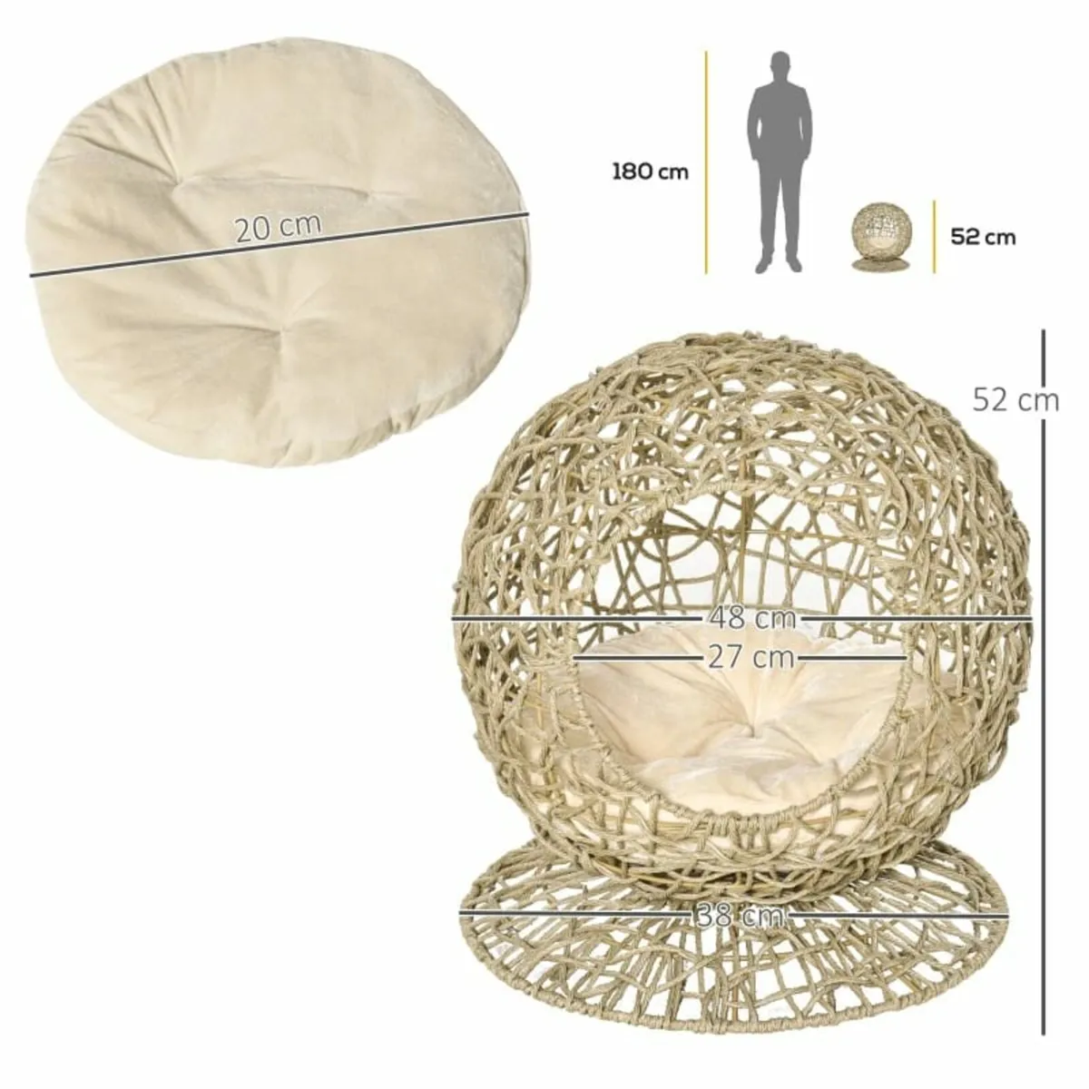 Wicker Cat Bed Elevated Rattan Kitten Basket Pet D - Image 2