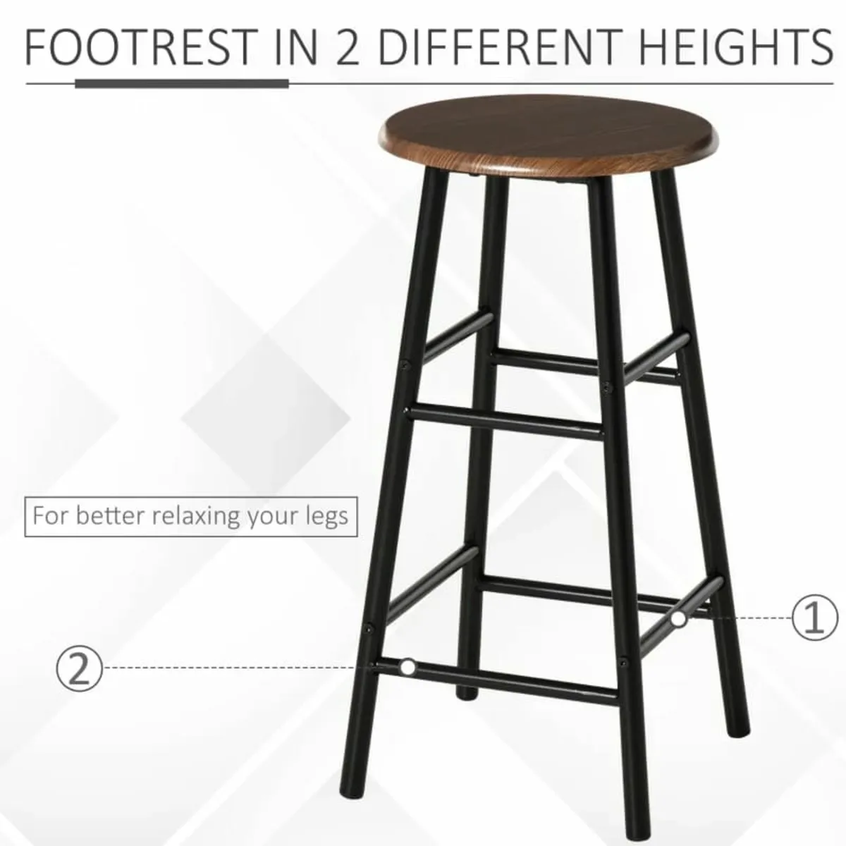 Bar Table Set, Bar Table and Stools Set, Footrest - Image 4