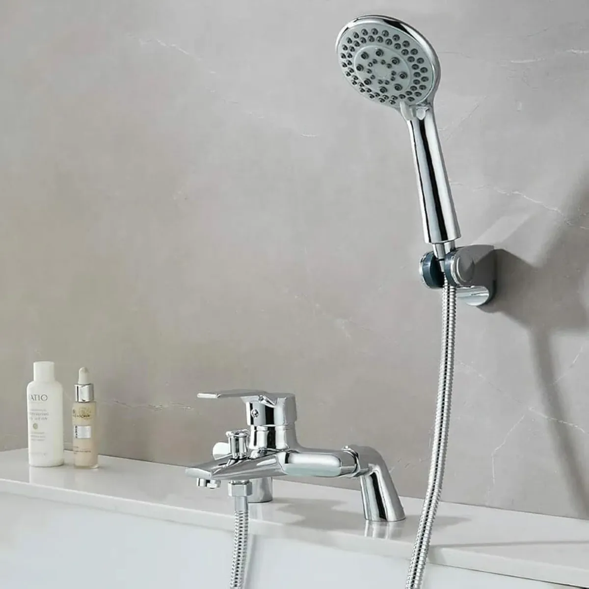 Bath Mixer Tap, Single Lever Chrome Bath Tap with - Image 4