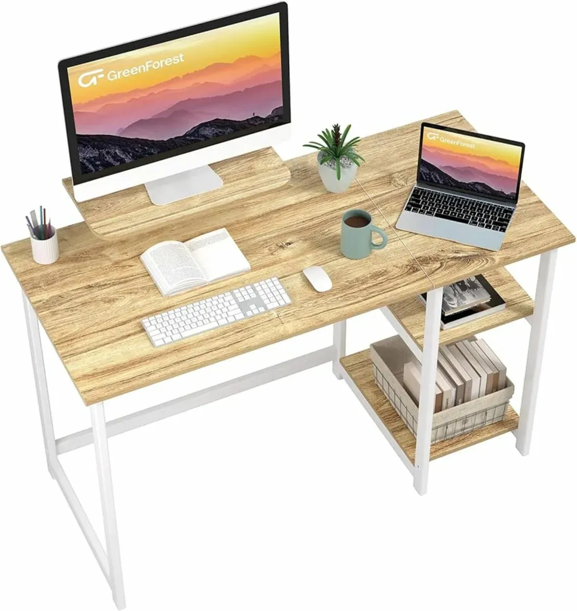 Office Desk with Monitor Stand,100cm Home Computer - Image 1