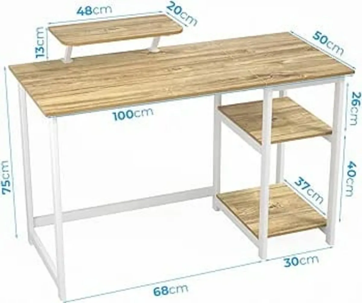 Office Desk with Monitor Stand,100cm Home Computer - Image 4