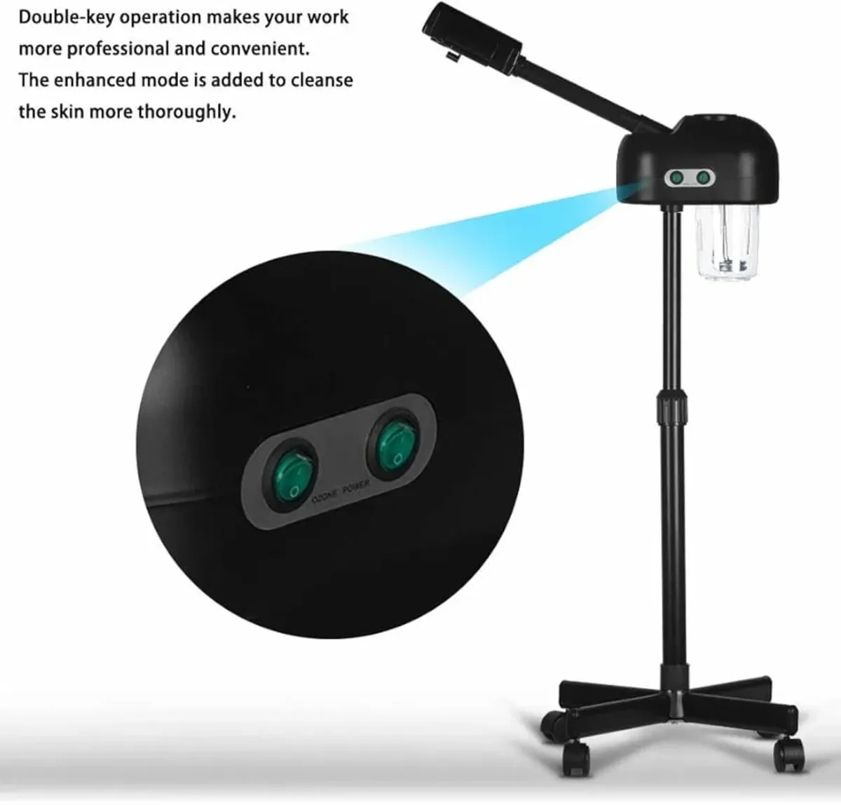 Black Facial Steamer with Hot Mist Ozone Function, - Image 3