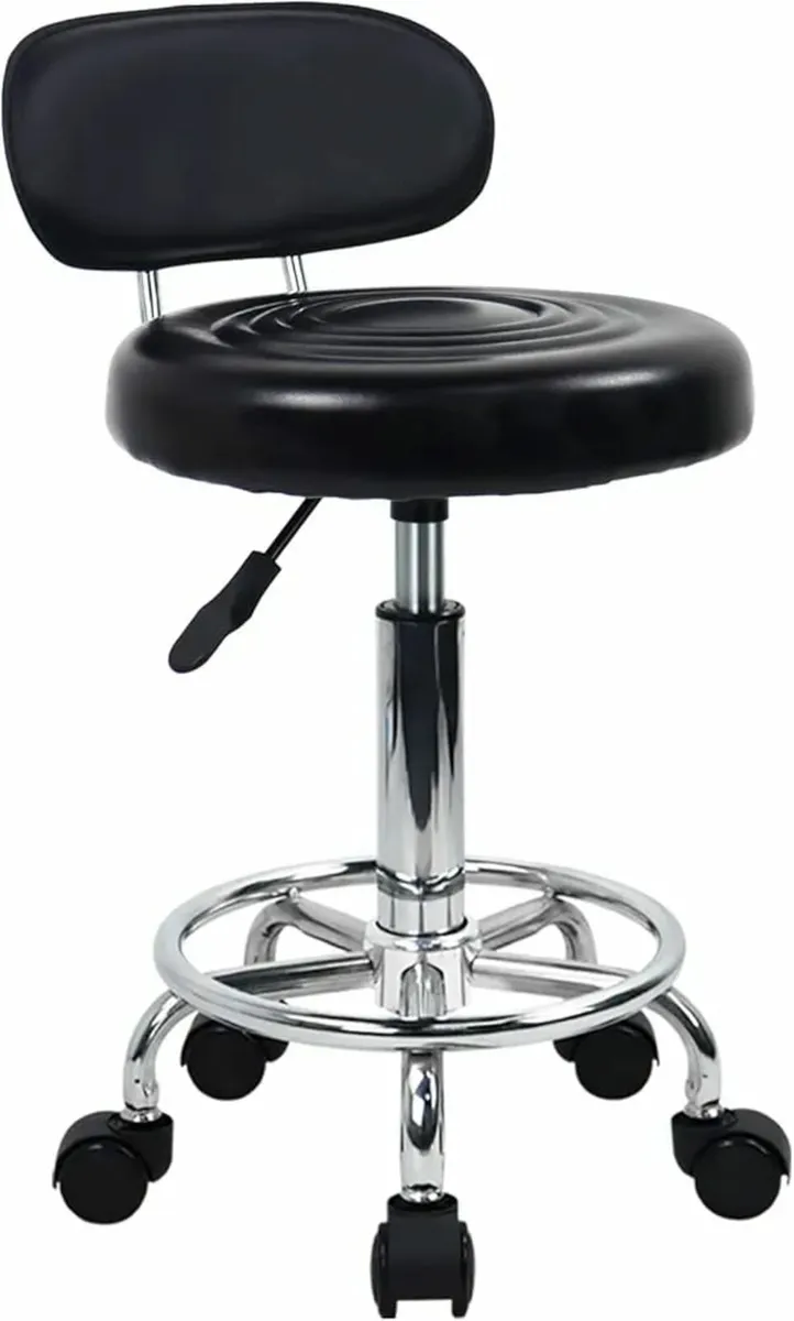 PU Leather Modern Rolling Stool with Low Back Heig - Image 1