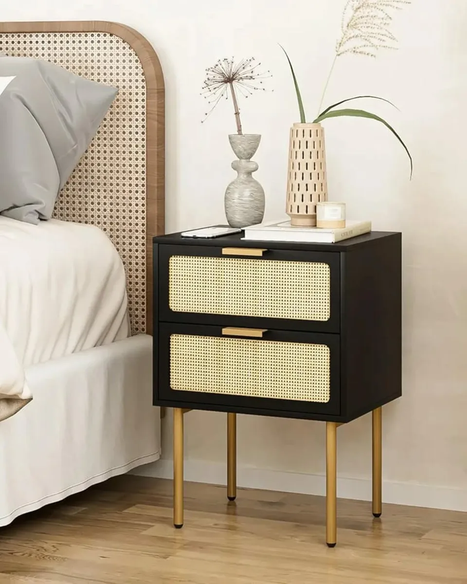 Table,Side Table With Drawer and Shelf,Rattan Beds - Image 4