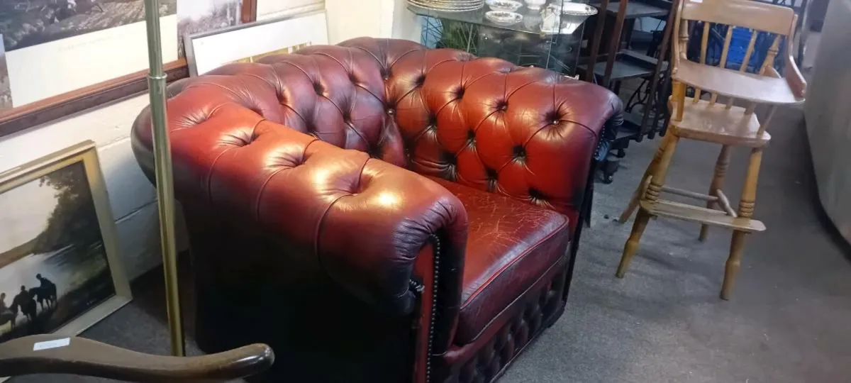 Red Leather Chesterfield Club Chair - Image 2
