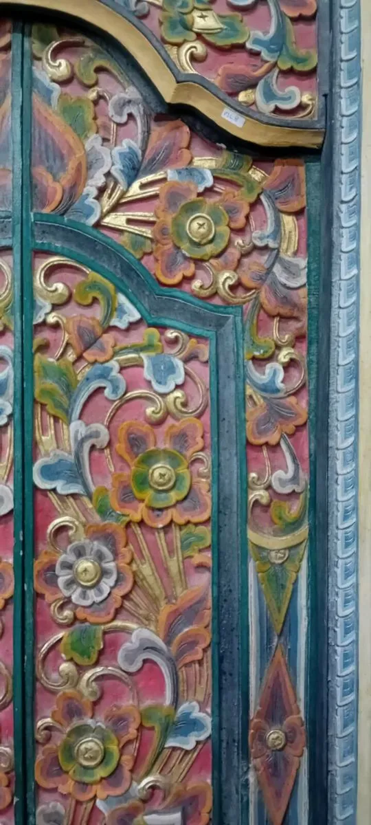 Decorative Carved Indian Door And Frame - Image 3