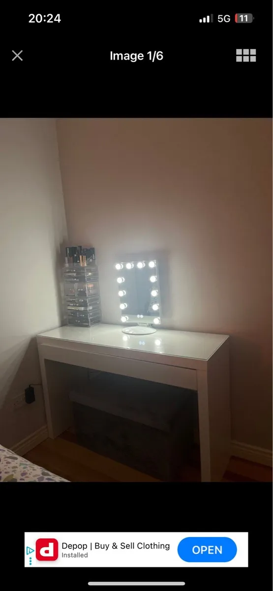 Glass Makeup Table & Bluetooth Light - Image 1